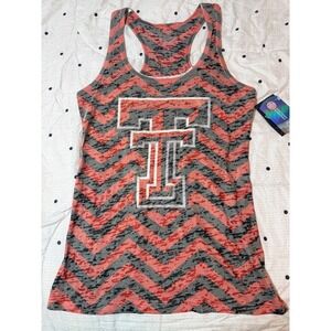 Blue 84 Texas Tech Red Raiders Chevron Racerback Tank Top Small Red Grey NCAA
